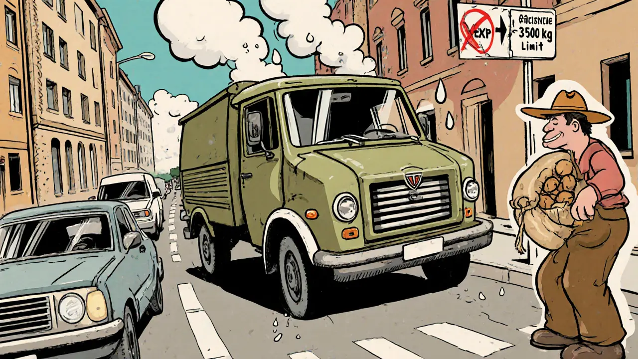 GAZель Next не помещается в узкой городской улице, в то время как другие фургоны проезжают легко.