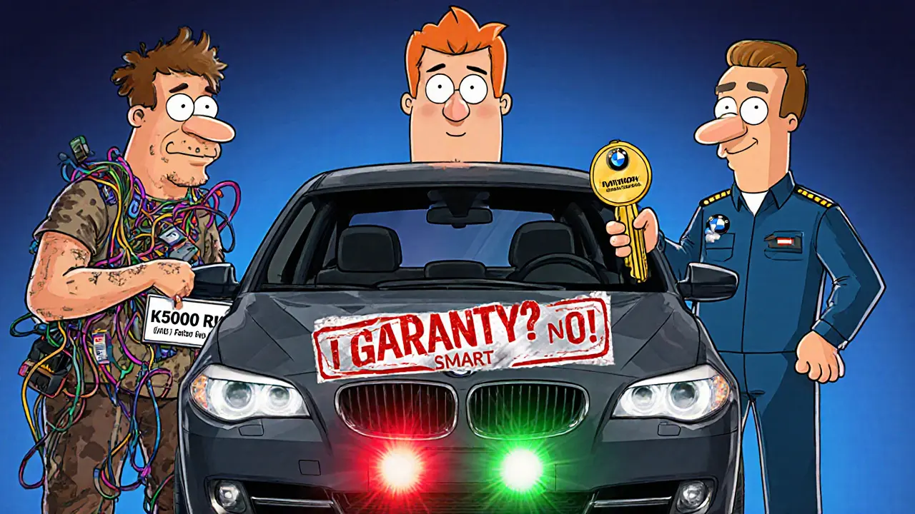 Три механика: гаражный, профессионал и дилер — с разными результатами чип-тюнинга и статусом гарантии.