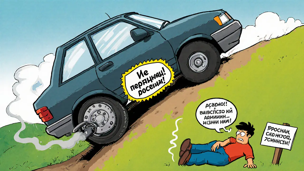 Автомобиль на подъеме трогается с использованием ручника и правильной техники.