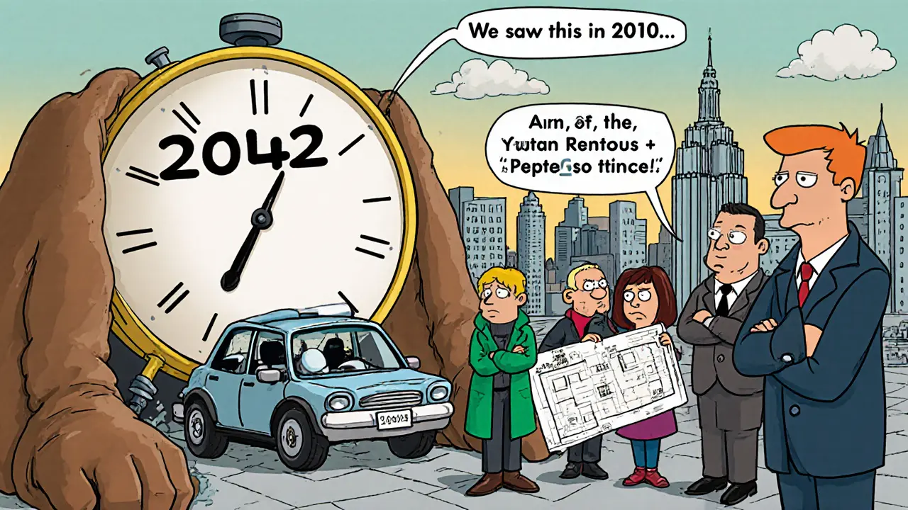 Город будущего с автономными машинами и скептическими жителями.