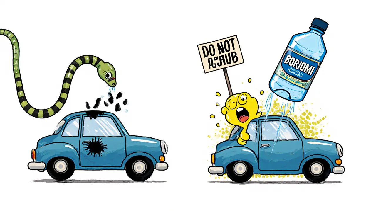 Спасение машины от смолы: вода, минералка и запрет на трение в мультяшной форме.