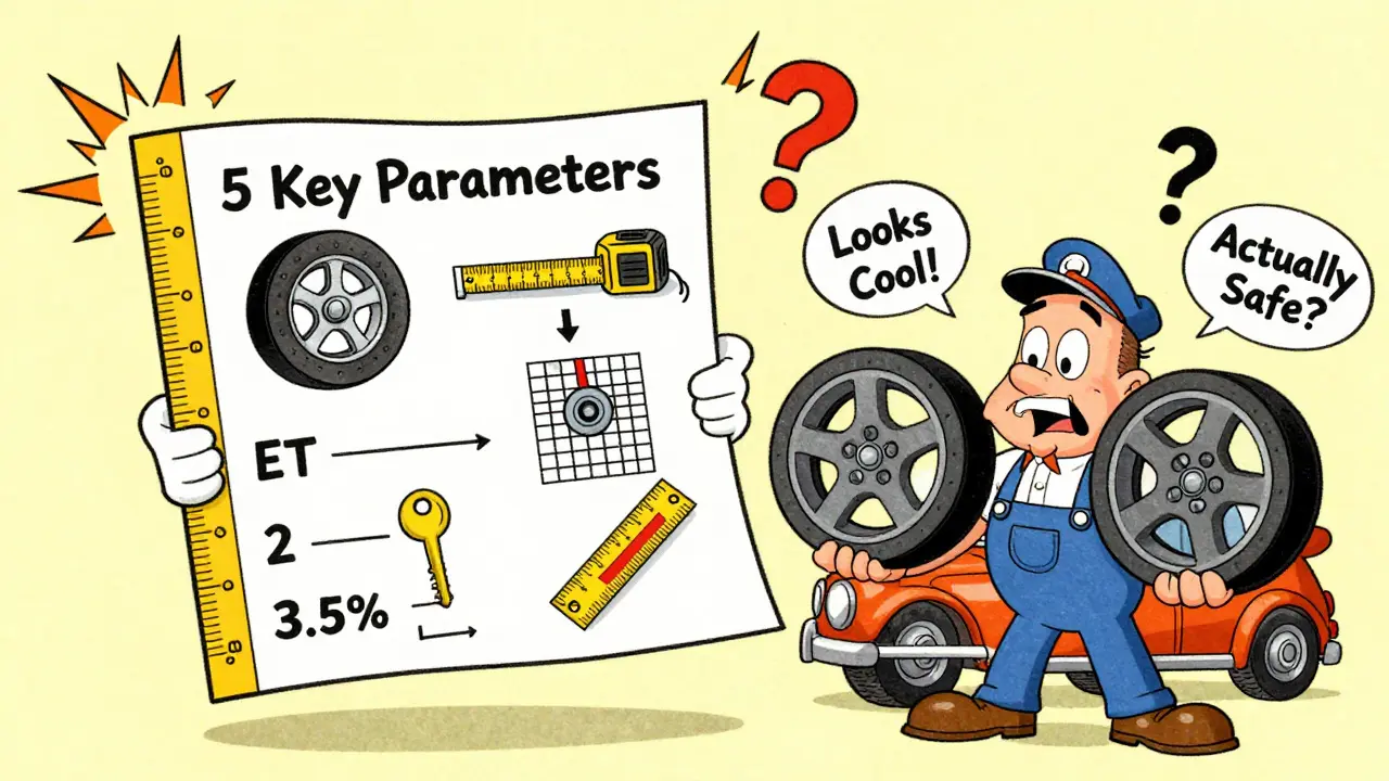 Механик с проверочным списком параметров совместимости шин и дисков.