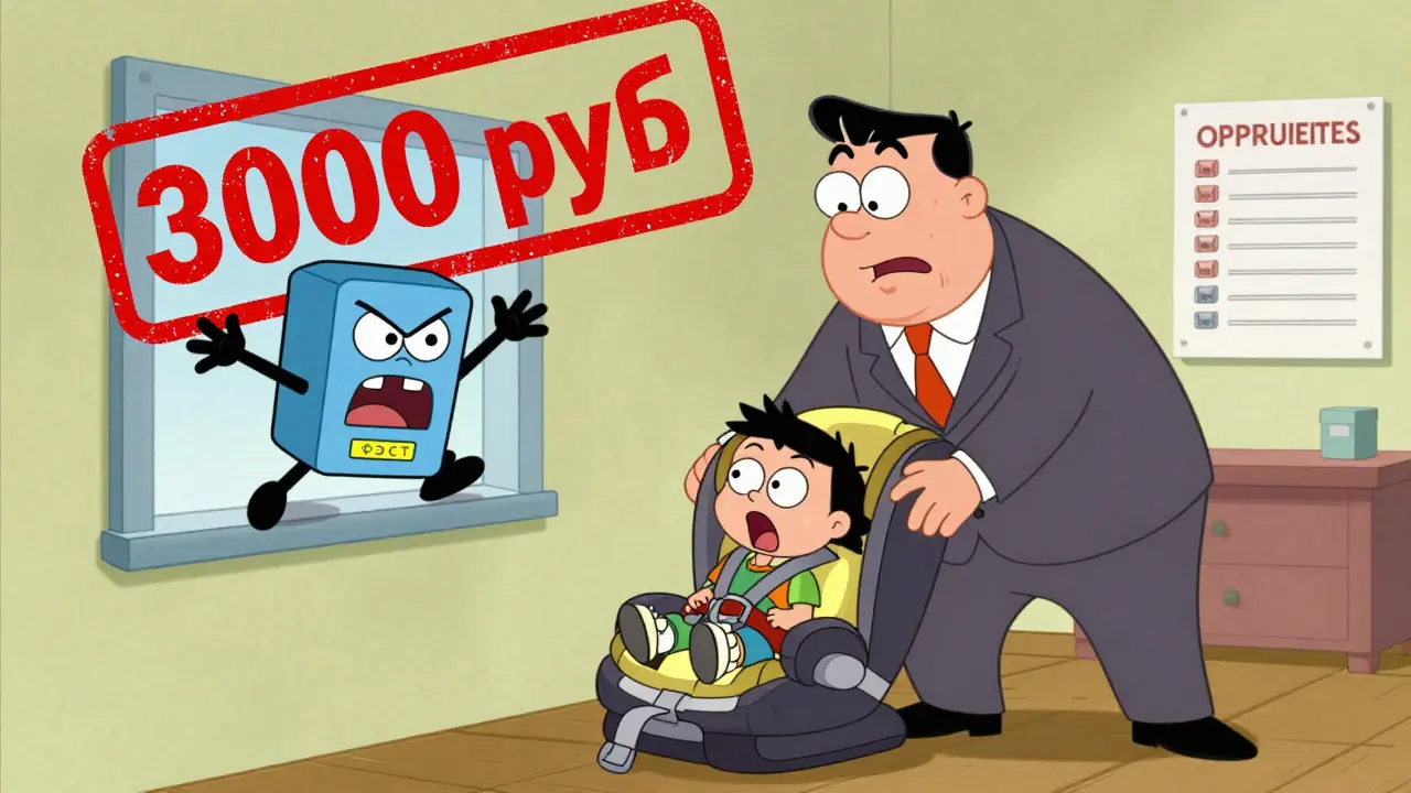 Родитель сажает ребенка в сертифицированное кресло, а "ФЭСТ" с криком улетает в окно, над головой — огромный штраф.