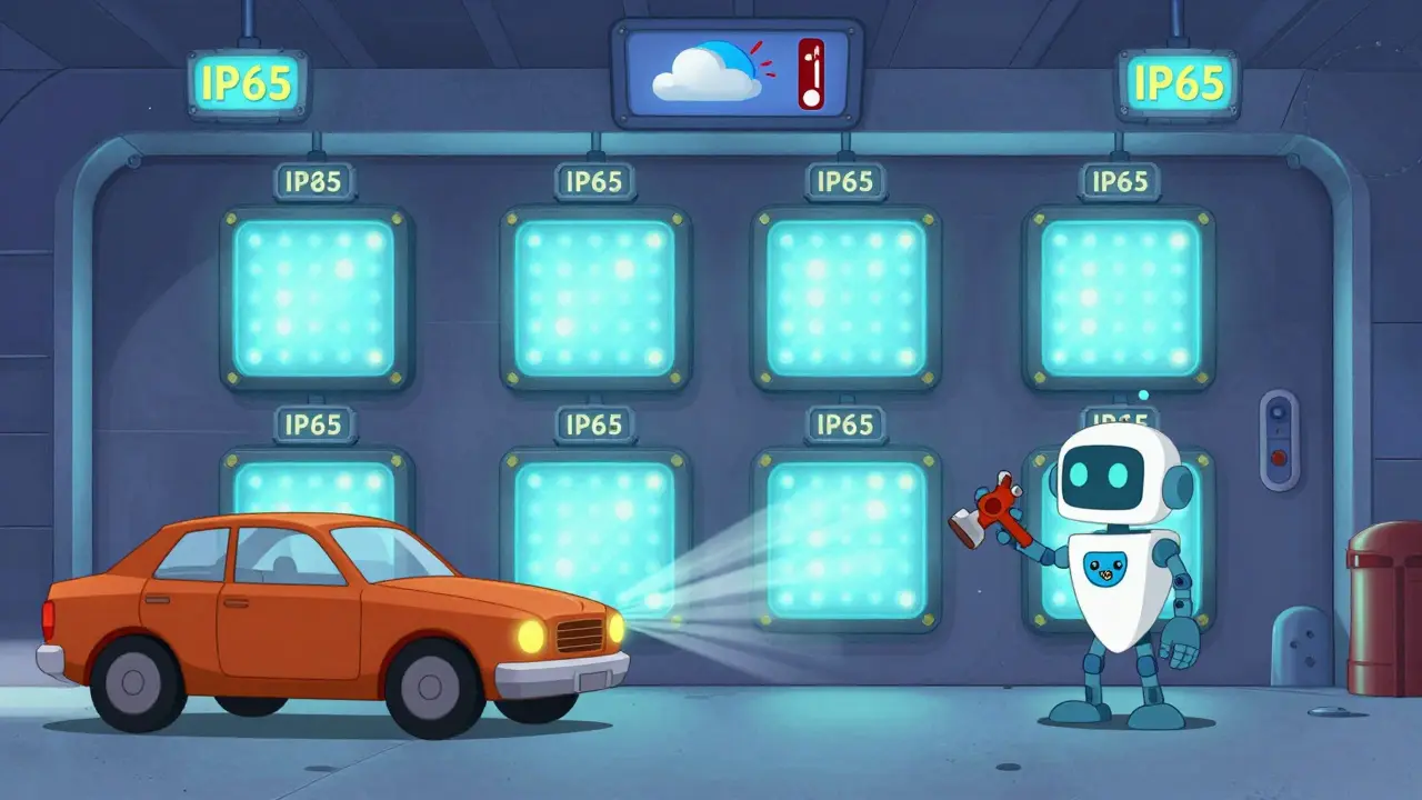 Современный гараж 2025 года с датчиками движения, LED-светом и роботом-помощником.