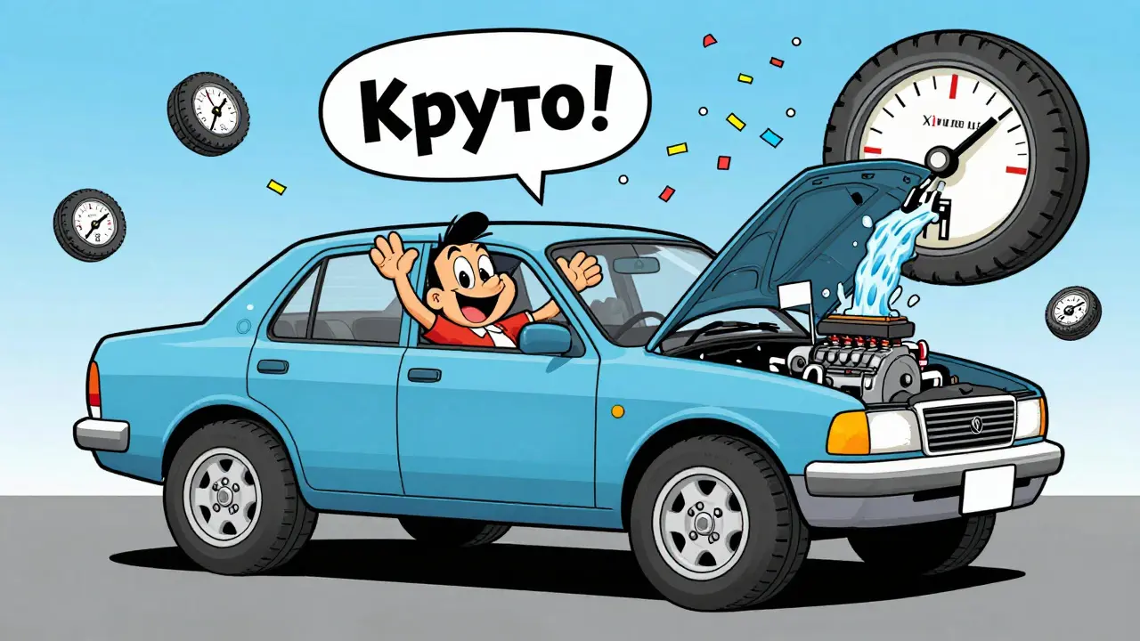 Водитель устанавливает огромные диски, а подвеска стонет и выдает флаг сдачи.