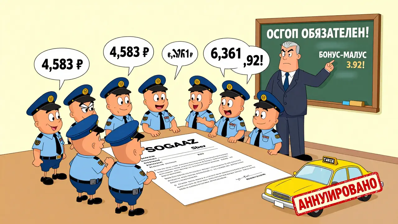 Группа таксистов спорит о ценах на страховку, на фоне крупных цифр и предупреждения об ОСГОП.