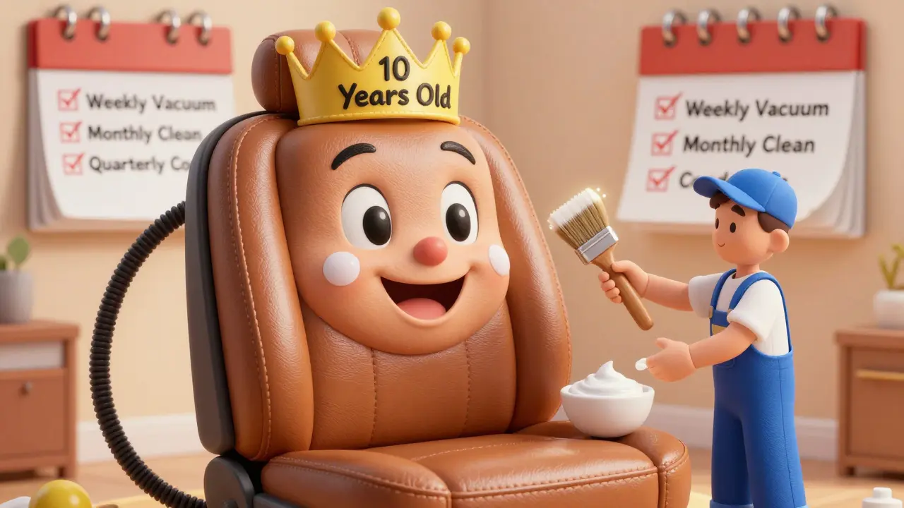 Счастливый улыбающийся кожаный сиденье в короне с календарем ухода в стиле Ханна-Барберы