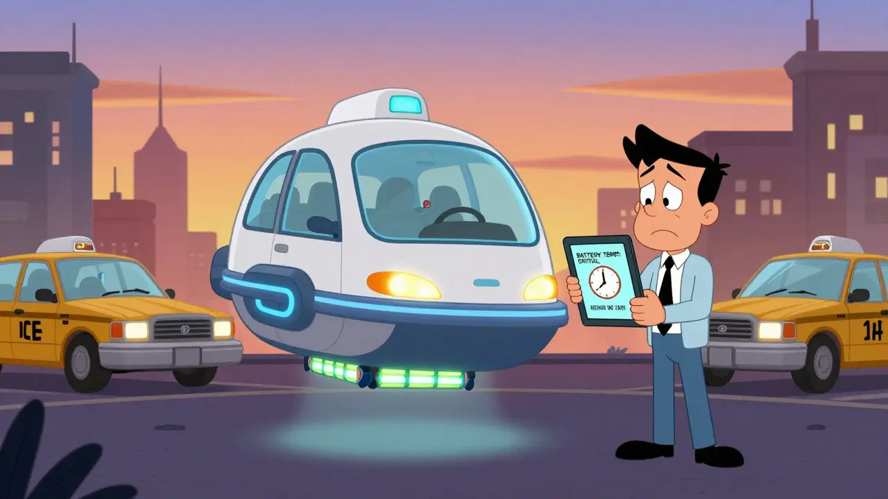 Электромобиль с предупреждением о перегреве батареи и долгим ожиданием запчасти.