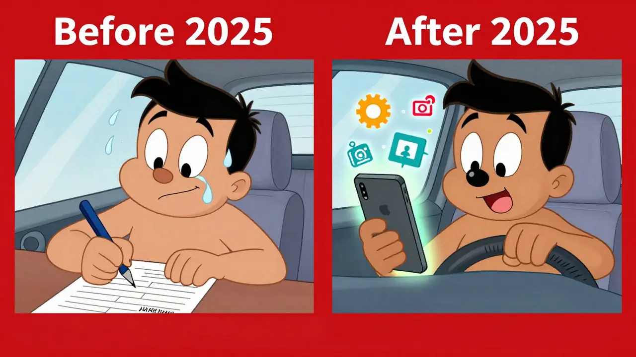 Сравнение старого бумажного и нового цифрового оформления ДТП в стиле мультфильма 1970-х.