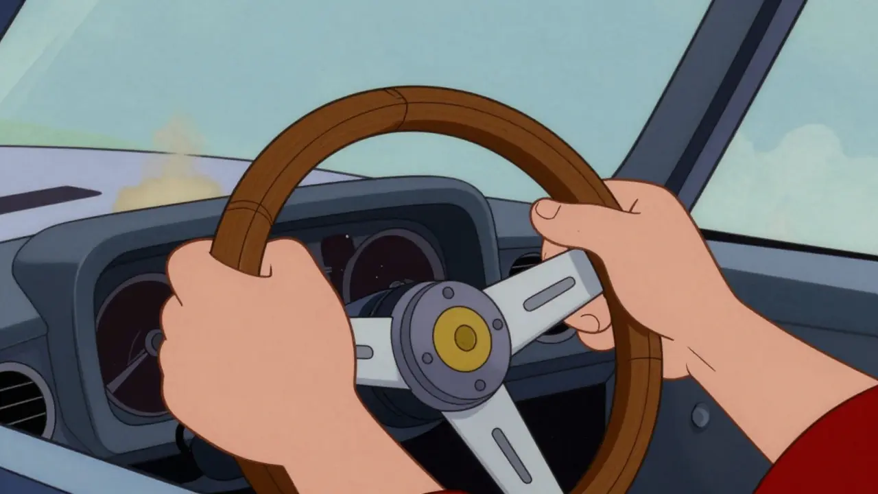 Водитель чувствует дорогу через руль старого автомобиля