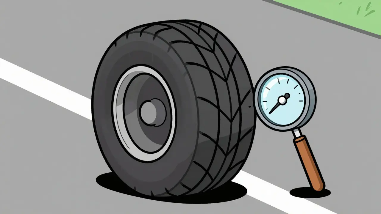 Крупный план автомобильной шины с неравномерным износом протектора