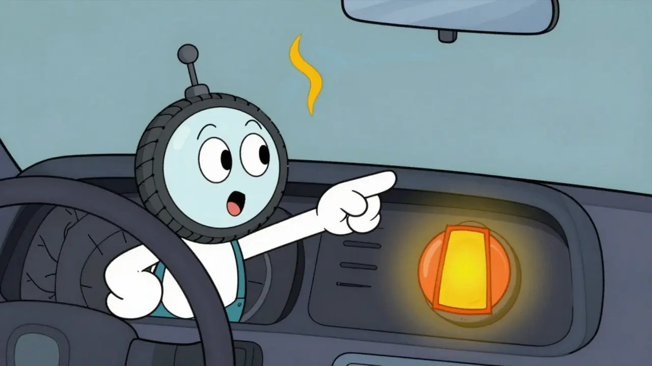 Персонаж-датчик давления в шинах предупреждает водителя на приборной панели